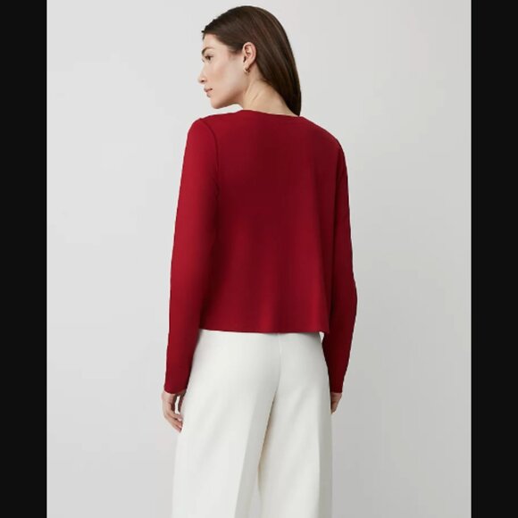 Ann Taylor Button-Shoulder Ponte Top Long Sleeve Shade Red Size XL Retail $69.50 - Picture 2 of 7